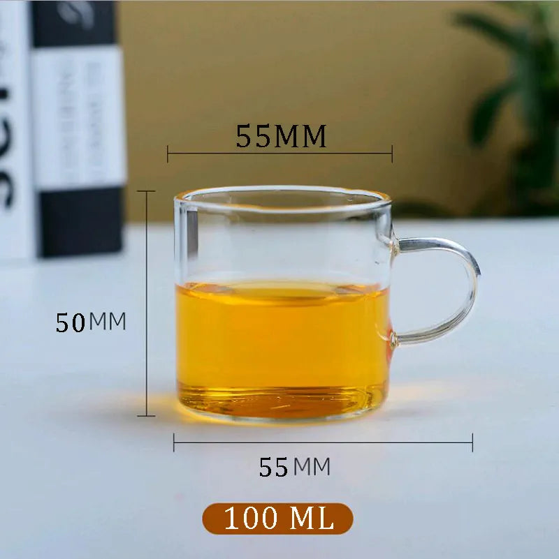 100ML Transparent Glass Cup Tea Cups Heat-Resistant Cup Anti-Scalding Tasting Cup Kung Fu Tea Set Ear Cup - MY RITA