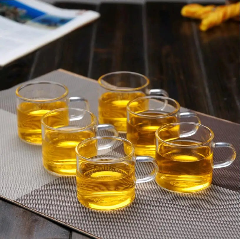100ML Transparent Glass Cup Tea Cups Heat-Resistant Cup Anti-Scalding Tasting Cup Kung Fu Tea Set Ear Cup - MY RITA