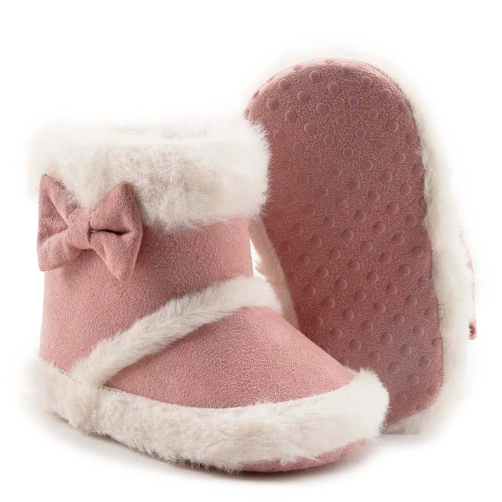 Baby Shoes Newborn Warm Winter Booties Christmas Socks Cute Bow Fleece Snow Boot Soft Toddler Boys Girls Anti-slip Crib Shoes - MY RITA