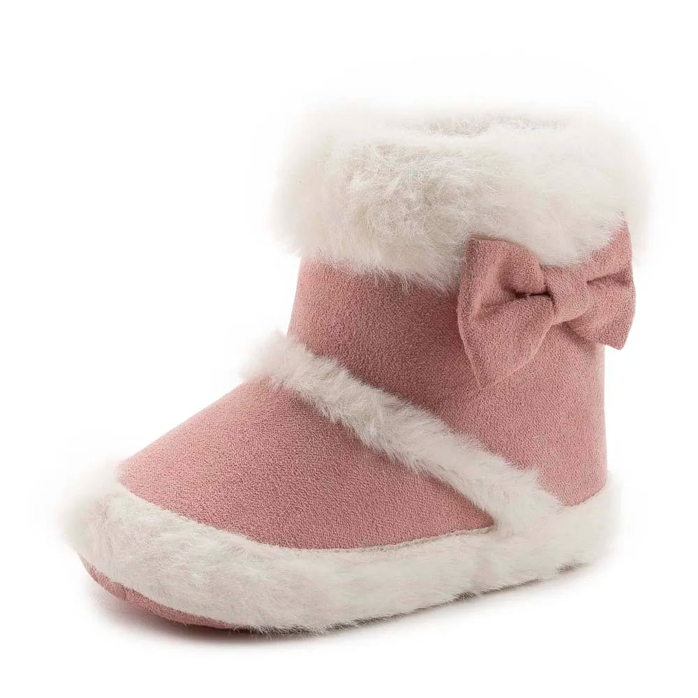 Baby Shoes Newborn Warm Winter Booties Christmas Socks Cute Bow Fleece Snow Boot Soft Toddler Boys Girls Anti-slip Crib Shoes - MY RITA