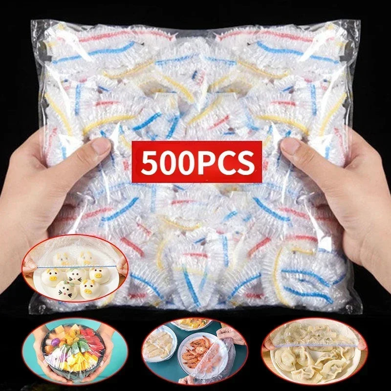 100/200/300/500pcs Colorful Saran Wrap Disposable Food Cover Food Grade Fruit Fresh-keeping Plastic Bag Kitchen Accessories - MY RITA