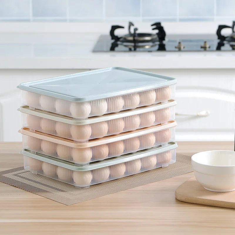 24 Grids Refrigerator Egg Storage Box Kitchen Refrigerator Household Preservation Plastic Dumpling Fresh-keeping Case Holder - MY RITA