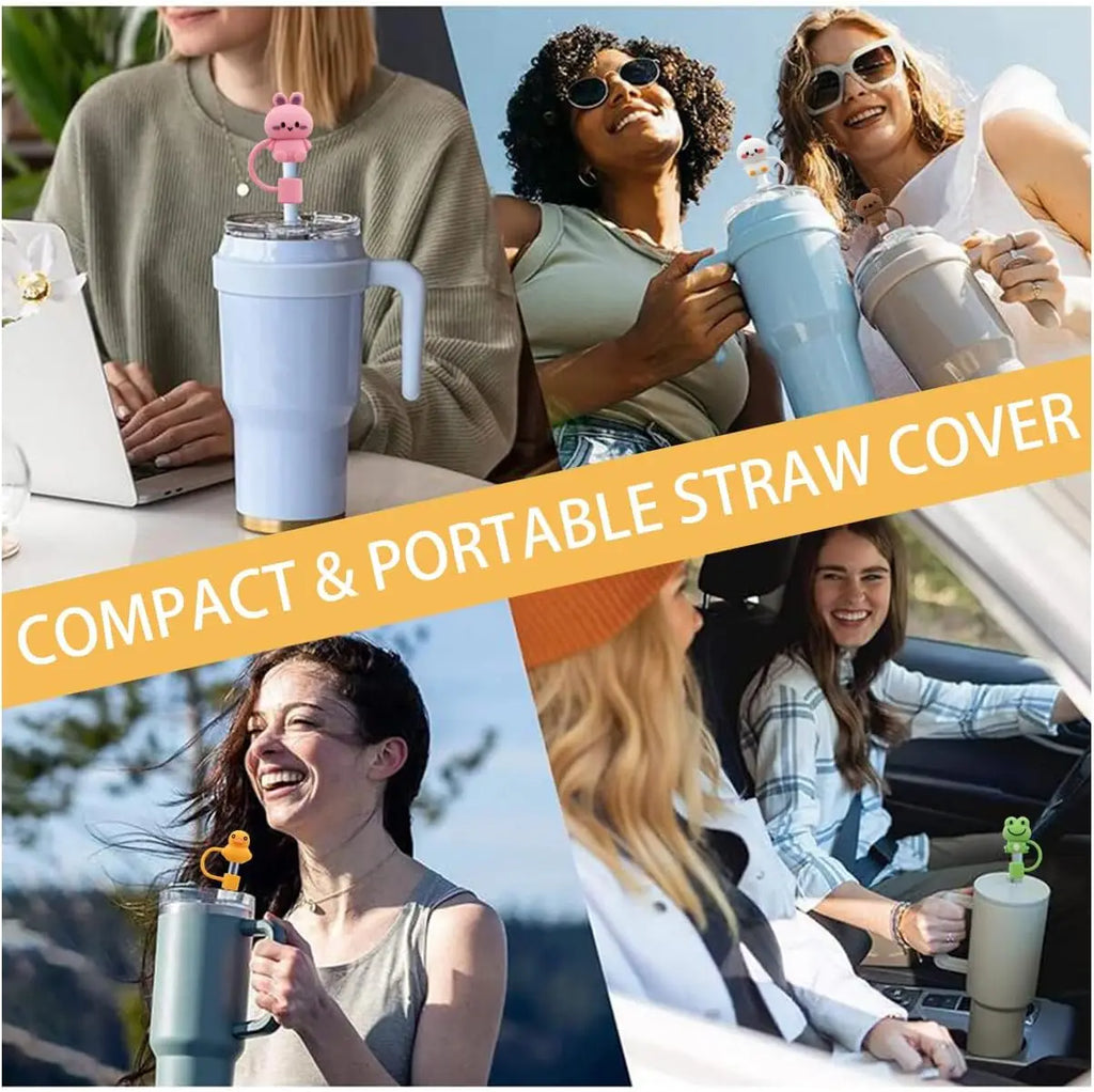 5pcs Straw Cover Cap for Stanley Cup Tumbler Silicone Straw Topper 10mm Dust-Proof Reusable Straw Tips Lids - MY RITA