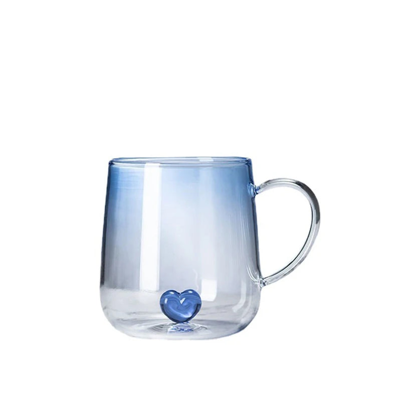 400ml Transparent Gradual Change Creative Love Shaped Cup Couples' Warm Heart Cup High Beauty Glass Heat-resistant Water Cup - MY RITA