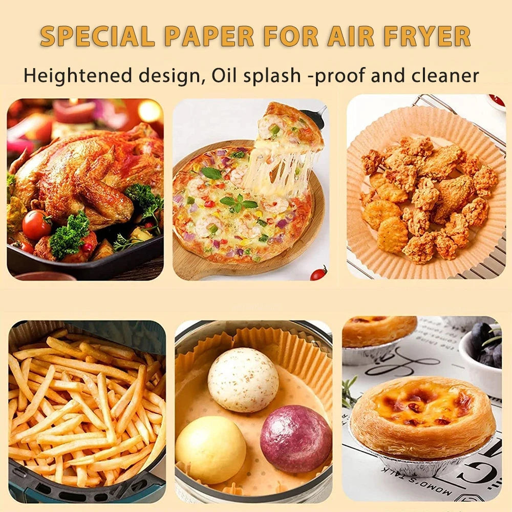 50Pcs Air Fryer Disposable Paper Non-Stick Airfryer Baking Papers Round Air-Fryer Paper Liners Paper Kitchen Accessories - MY RITA