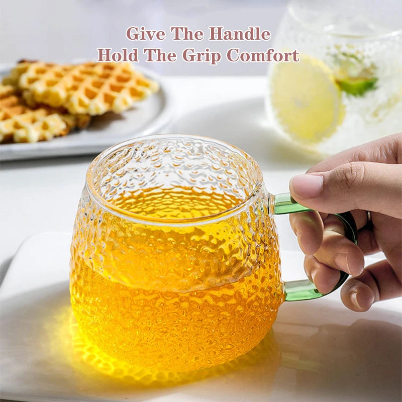 400ml Hammer Pattern Coffee Cup Air Bubble Water Glass Cup Temperature Resistant Hand Handle Tea Cup Household Drinking Equipmen - MY RITA