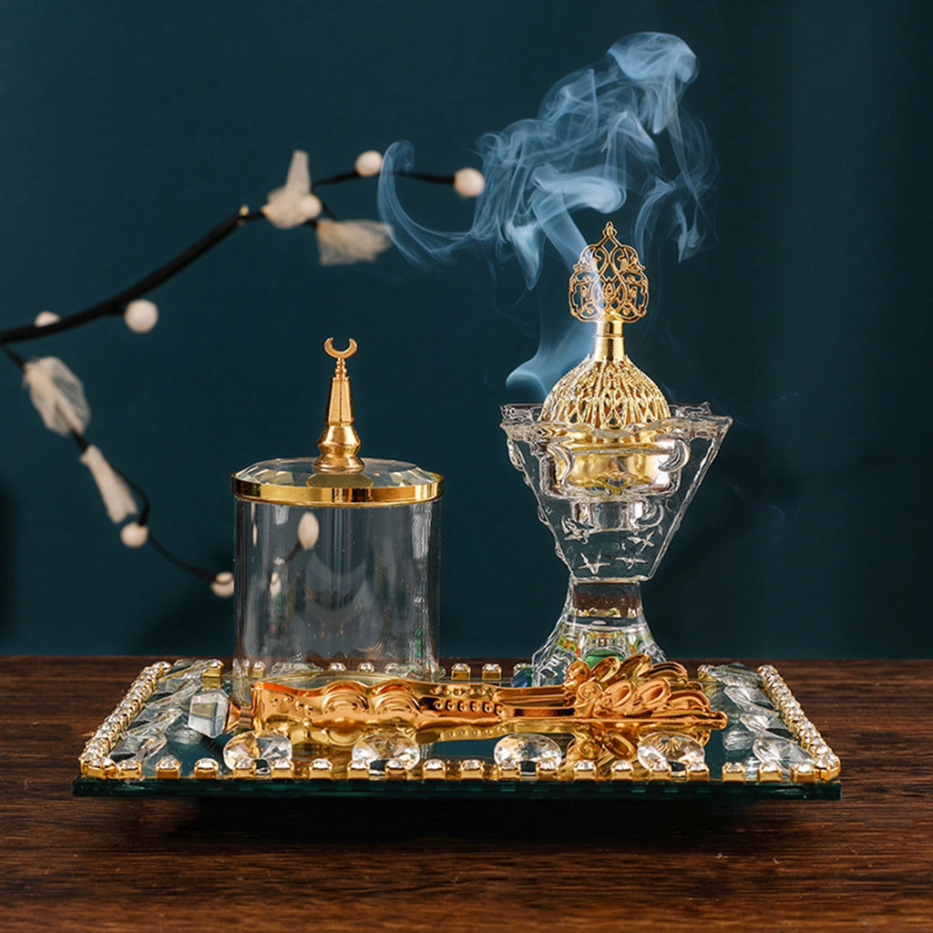 Arabian Incense Burner Set Vanity Tray, Clip Decor Incense Diffuser for Desktop Home Fragrance Bedroom Ramadan Housewarming Gift - MY RITA