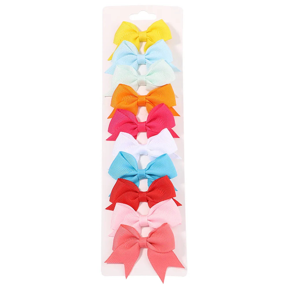 10Pcs/Set New Cute Solid Ribbon Bowknot Hair Clips for Baby Girls Handmade Bows Hairpin Barrettes Headwear Baby Hair Accessories - MY RITA