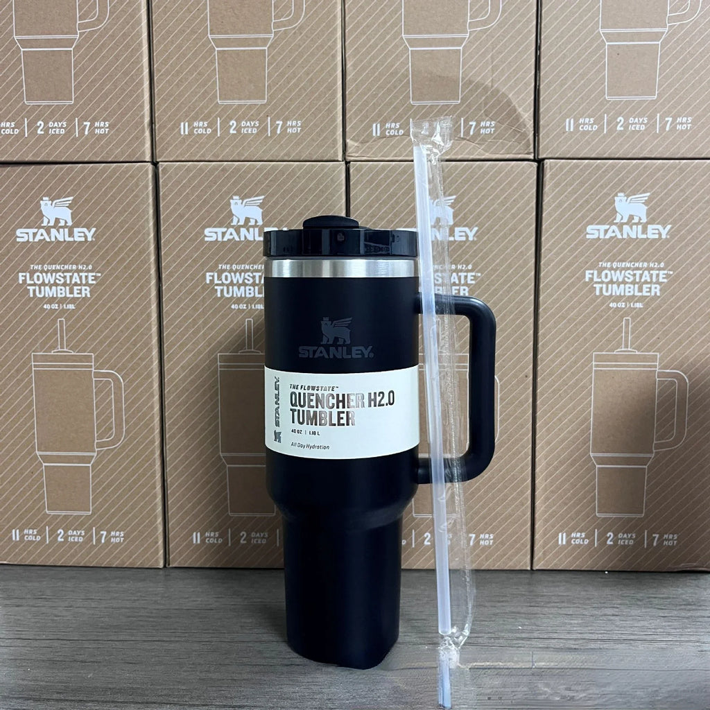 Stanley 40Oz Cup with Straw Cold Insulation Stainless Steel Vacuum Insulated Car Mug Thermal Iced Travel Cup Water Bottle - MY RITA