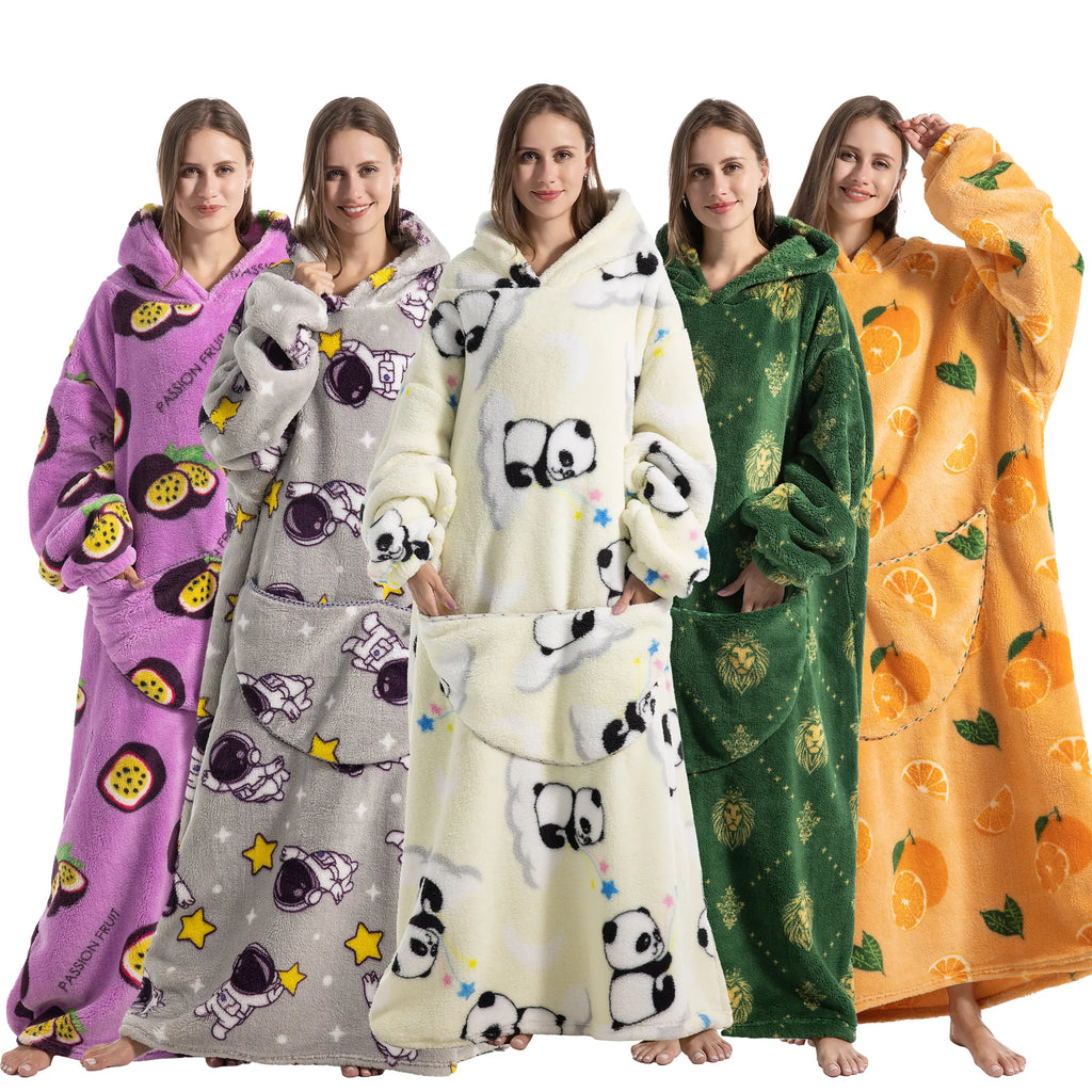 2023 New Oversized TV Wearable Blanket Extra Long Warm Plush Fleece Winter Sherp Hoodie Men Women Soft Sweatshirt Gifts - MY RITA