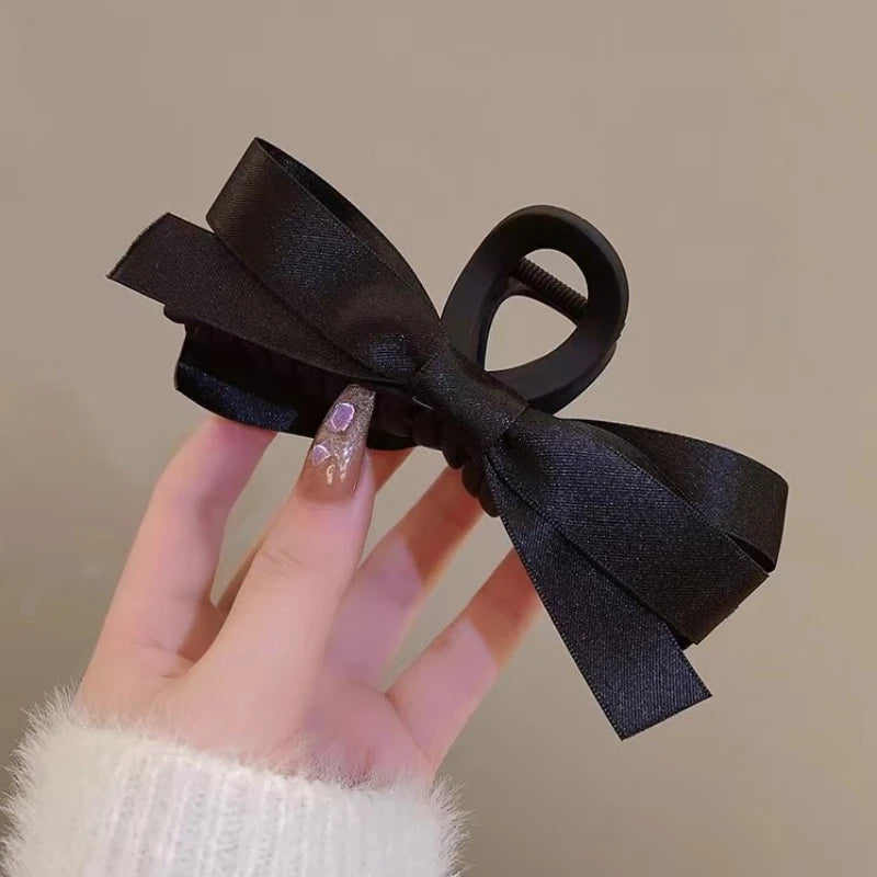 2023 New Black Bow Grab Clip Girls Elegant Ponytail Braid Claw Clip Sweet Shark Crab Hair Card Korean Exquisite Hair Accessories - MY RITA