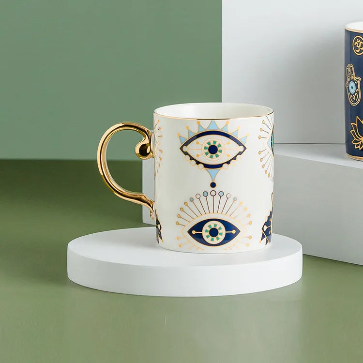 Blue Eye Coffee Cup Devil's Eye Turkish Ceramic Mug Home Breakfast Milk Novelty Cup Water Cup Afternoon Tea Cup Couples Gifts - MY RITA