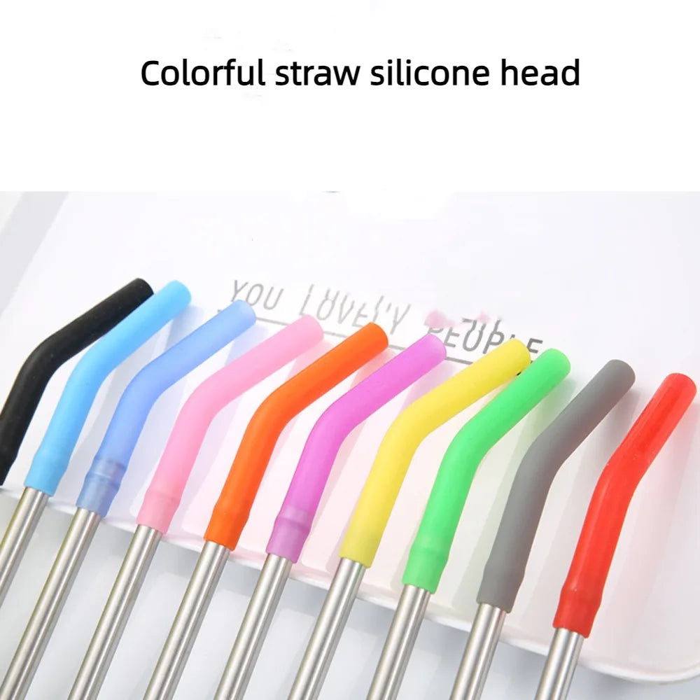 3PCS Stainless Steel Straws With Silicone Tips High Temperature Resistance Straight Bent Drinking Straws For Beverage - MY RITA