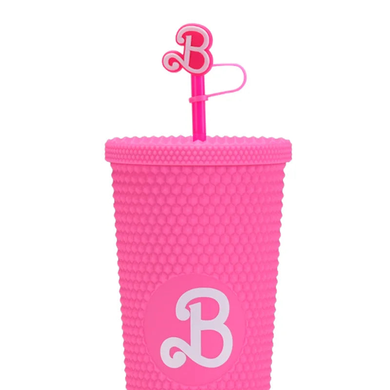 Barbie Eyedropper Cover 2023 Protective Cover Dust Cover Pink Cartoon Kawaii Capacity Bottle Layer Water Cup Plastic Straw Gifts - MY RITA