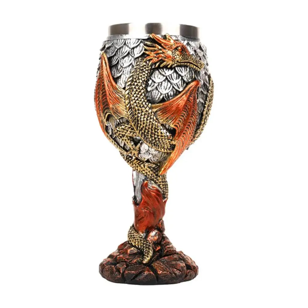 1PC Retro Dragon Relievo Wine Goblet Stainless Steel Drink Cup Creative Stemware Champagne Goblet Chalice Home Bar Party Decor - MY RITA