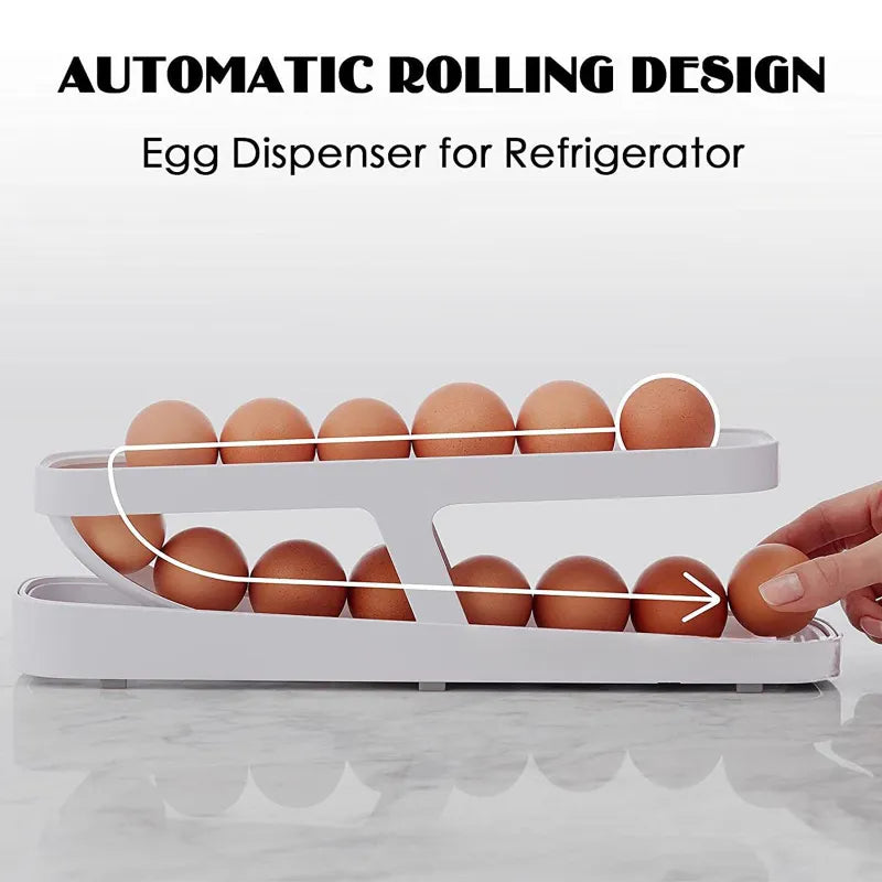 Automatic Scrolling Egg Rack Egg Storage Box Container Organizer Fridge Egg Dispenser Refrigerator Egg Holder Kitchen Accessory - MY RITA
