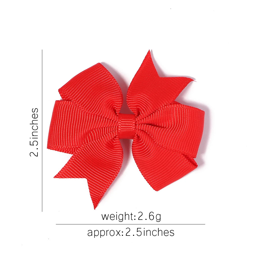 10Pcs/Set Sweet Solid Color Bows HairClip For Kids Girls Grosgrain Ribbon Bowknot Mini Hairpins Headwear Hair Accessories - MY RITA