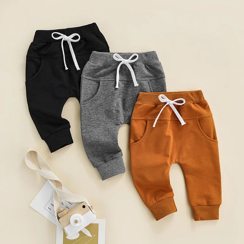 6Colors Spring Autumn Toddler Newborn Baby Boys Girl Pants Solid Drawstring Pocket Long Pants Trousers Pantalon for Baby Clothes - MY RITA