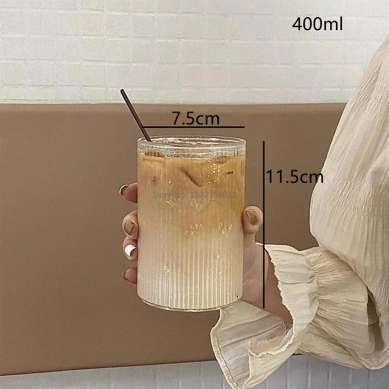 1/2/4/6PCS Heat-Resistant Vertical Clear Glass Coffee Cup High Borosilicate Water Milk Beer Juice Tea Cup Home Party - MY RITA