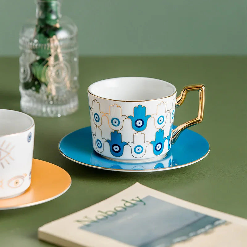 Blue Eye Ceramic Coffee cup European Fashion Coffee cup Dish Set - MY RITA