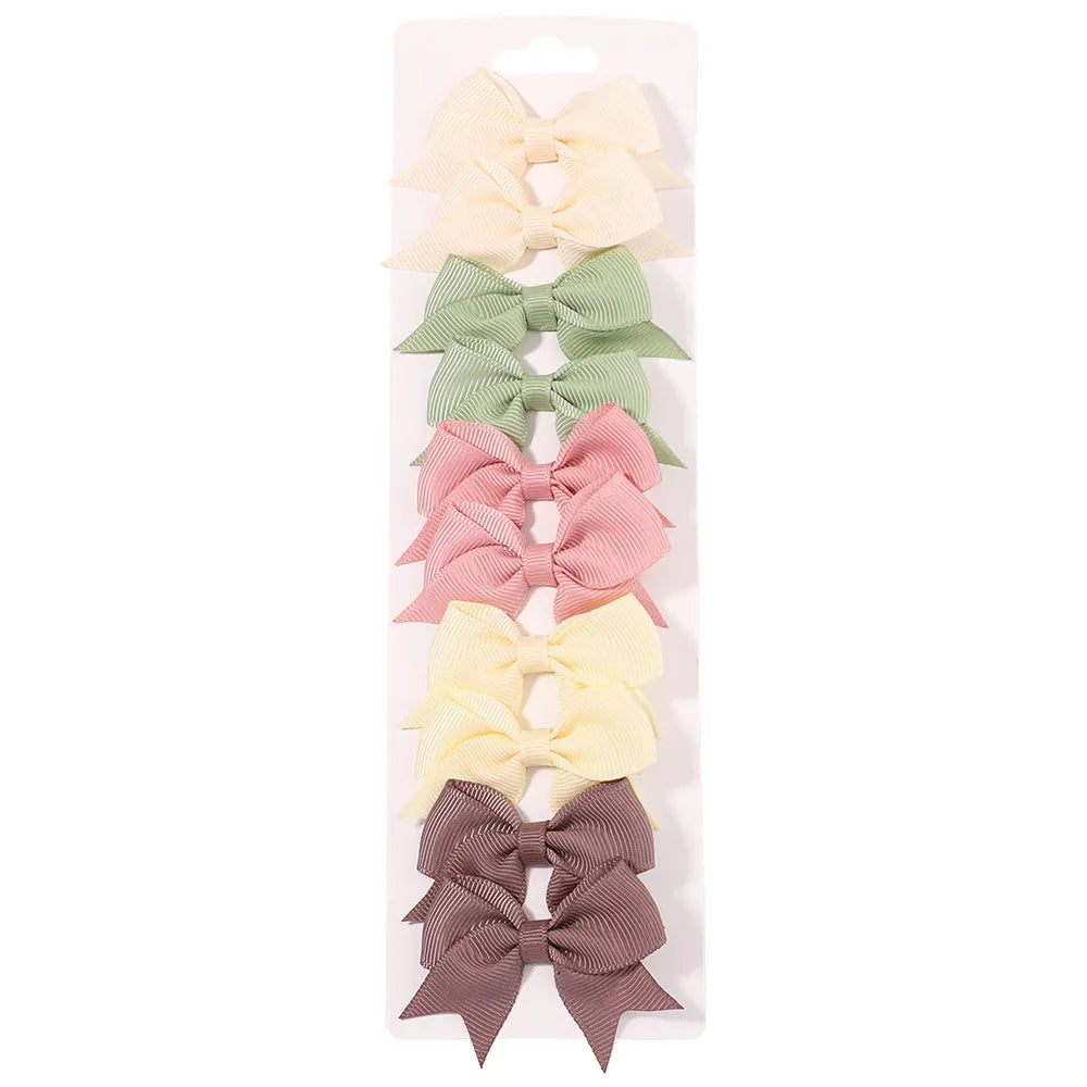 10Pcs/Set New Cute Solid Ribbon Bowknot Hair Clips for Baby Girls Handmade Bows Hairpin Barrettes Headwear Baby Hair Accessories - MY RITA