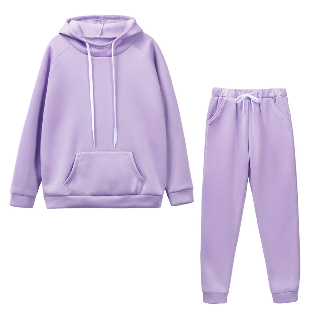 Autumn Winter Women Tracksuit Pullover Hoodies Two Pieces Set Letter Printing Sweatshirt+Drawstring Sweatpants Casual Clothing - MY RITA