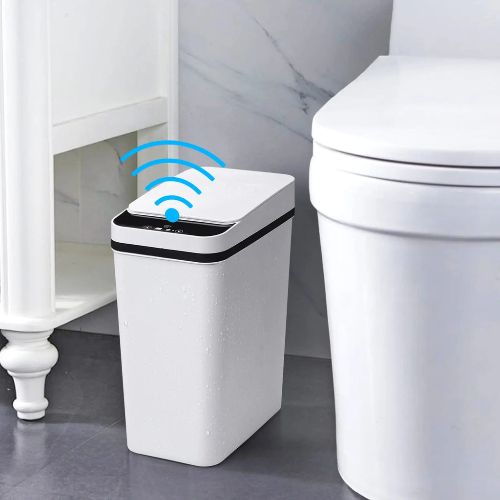 12L Black Smart Trash Can Waterproof Automatic Sensor Garbage Can for Bathroom Kitchen Toilet Motion Sensor Trash Can Smart Home - MY RITA