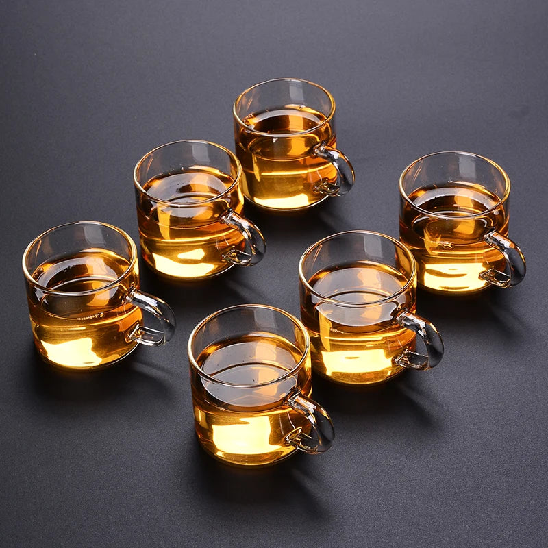 6Pcs/Box 100ML Household Thicken Glass Teacup Heat Resistant High Temperature Explosion Proof Coffee Milk Rose Flower Tea Cups - MY RITA